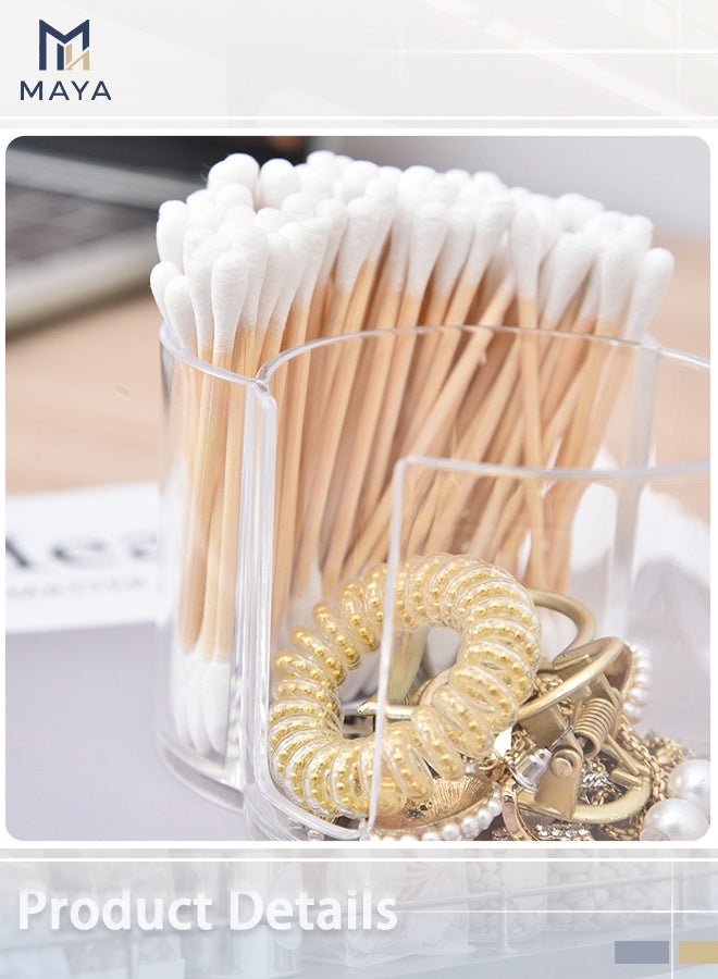 مايا حامل أعواد قطنية، كوب للحمام، علبة تخزين أعواد قطنية ورقية دائرية، علبة تخزين إكسسوارات الحمام، طقم علبة تخزين مكياج للطاولة الجانبية لحفلات الشاطئ، الحمام، السكن الجامعي، سعة كبيرة - Image 2